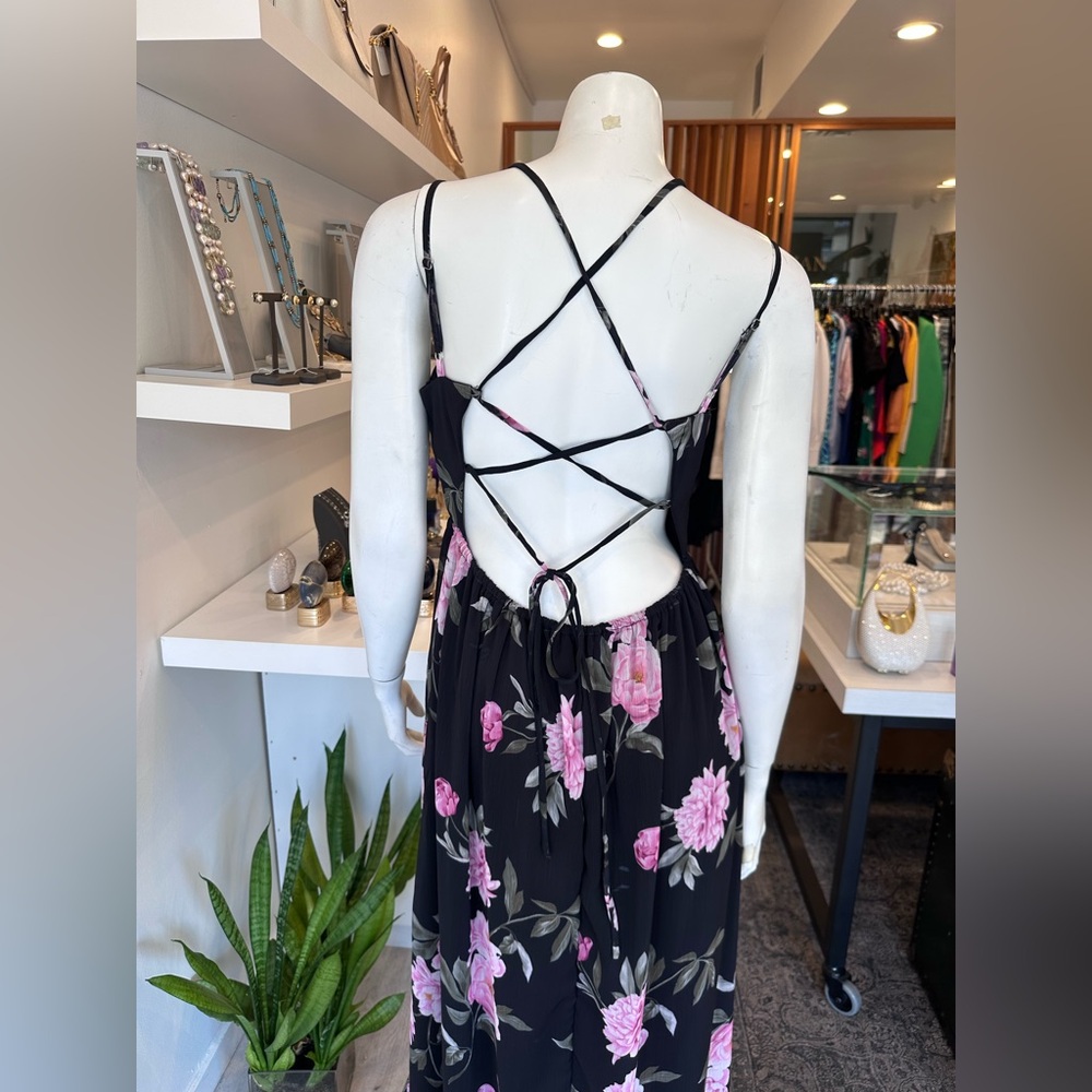 Streetwear Society Black and Pink Spaghetti Strap Maxi Dress - Picture 3 of 4